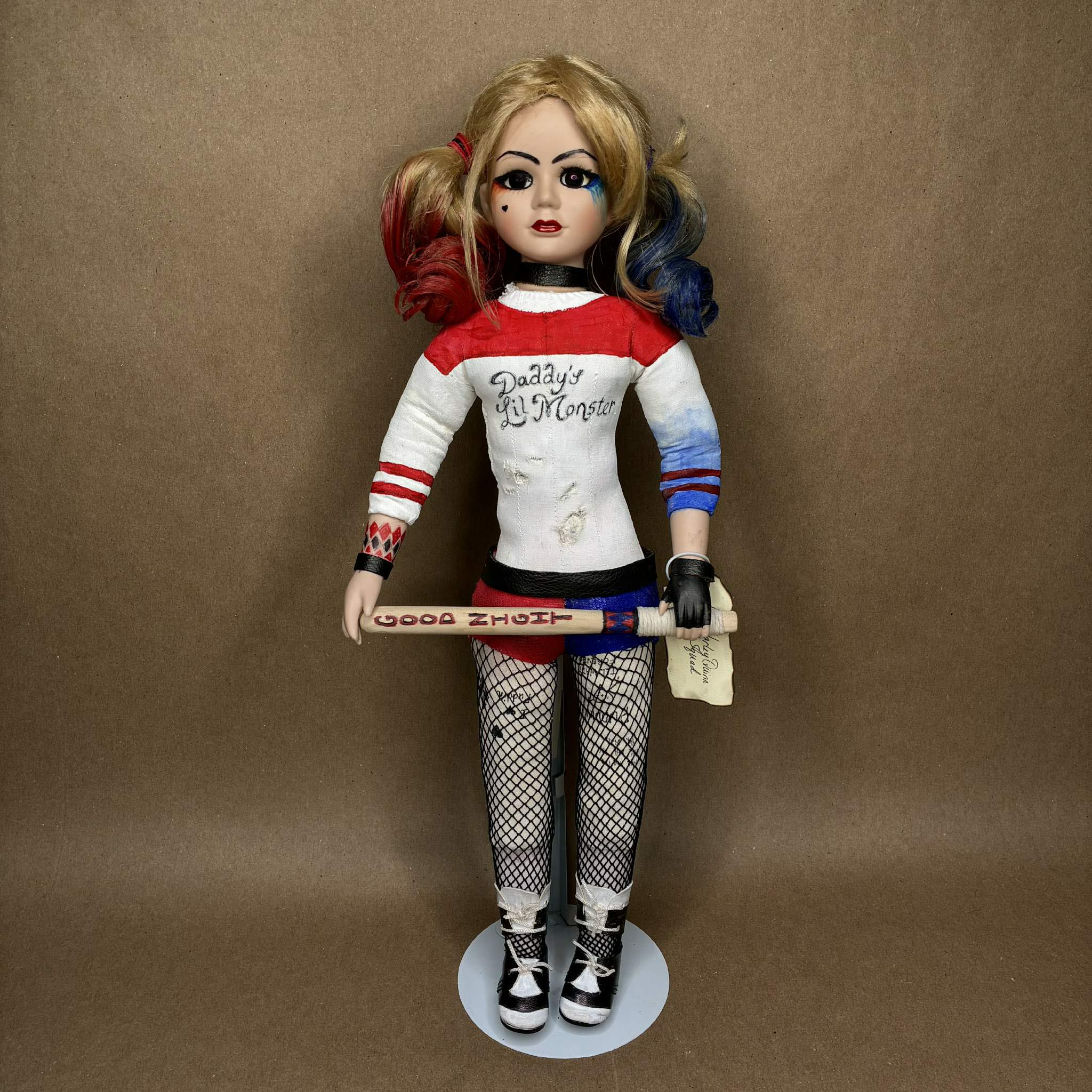 Handmade Harley Quinn character doll by Erika's Emporium