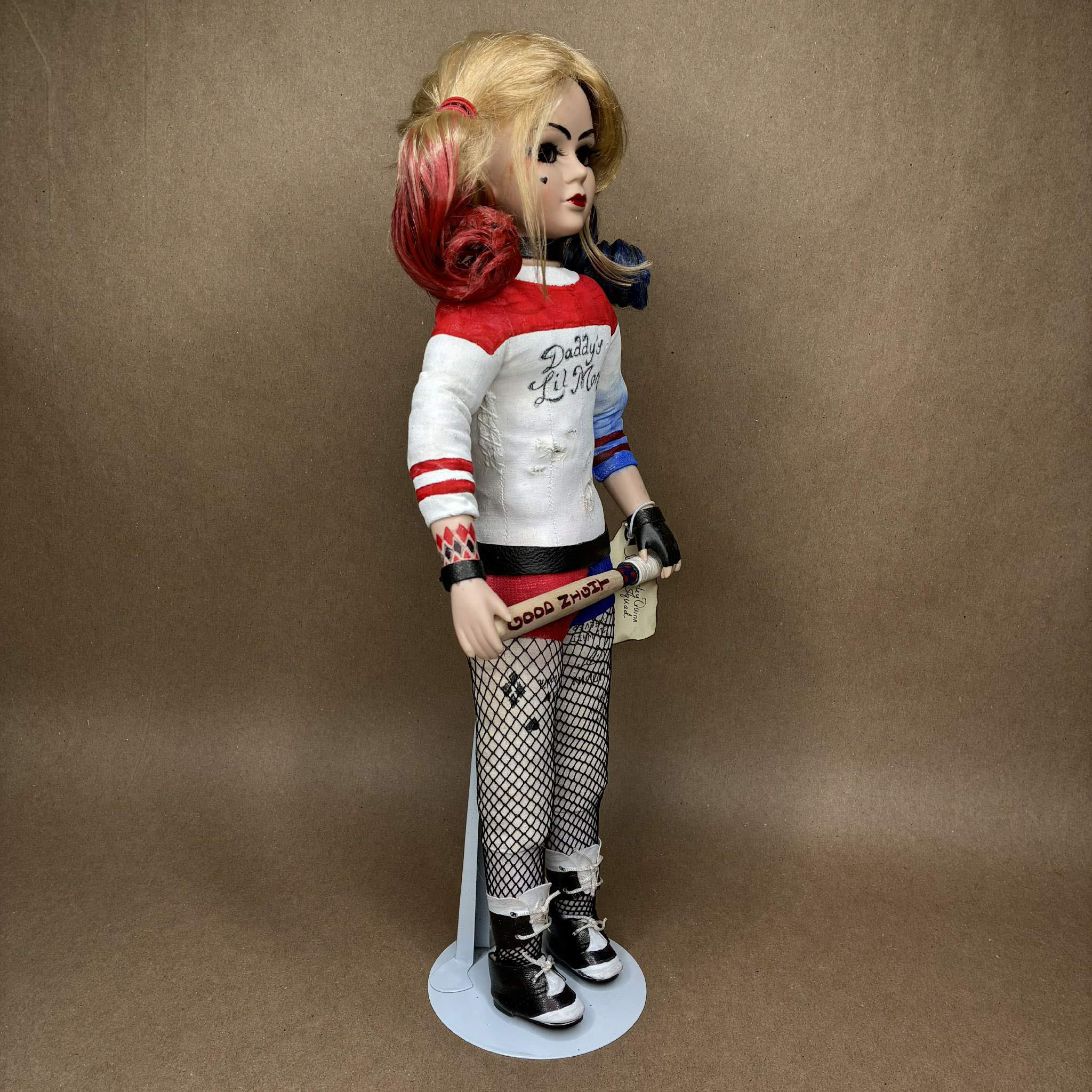 Harley Quinn doll with bat and tattoos by Erika's Emporium