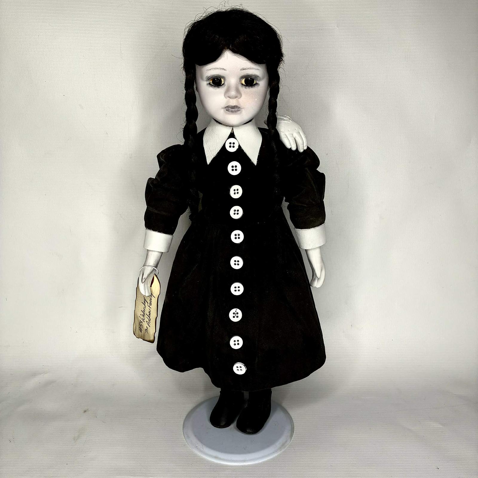 Handmade Wednesday Addams doll with signature braids