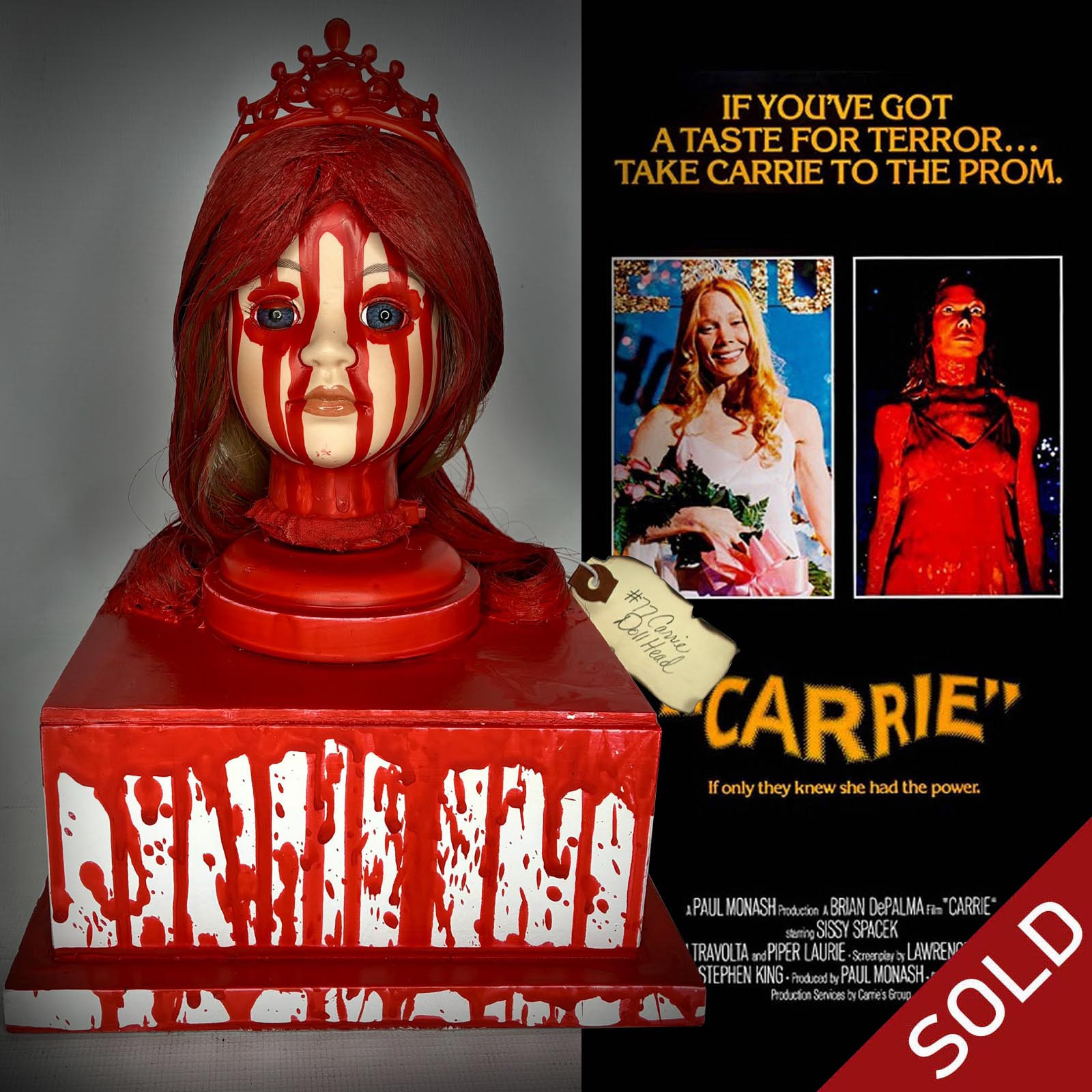 #77 Carrie Doll Head Box Horror Movie Character by Erika's Emporium